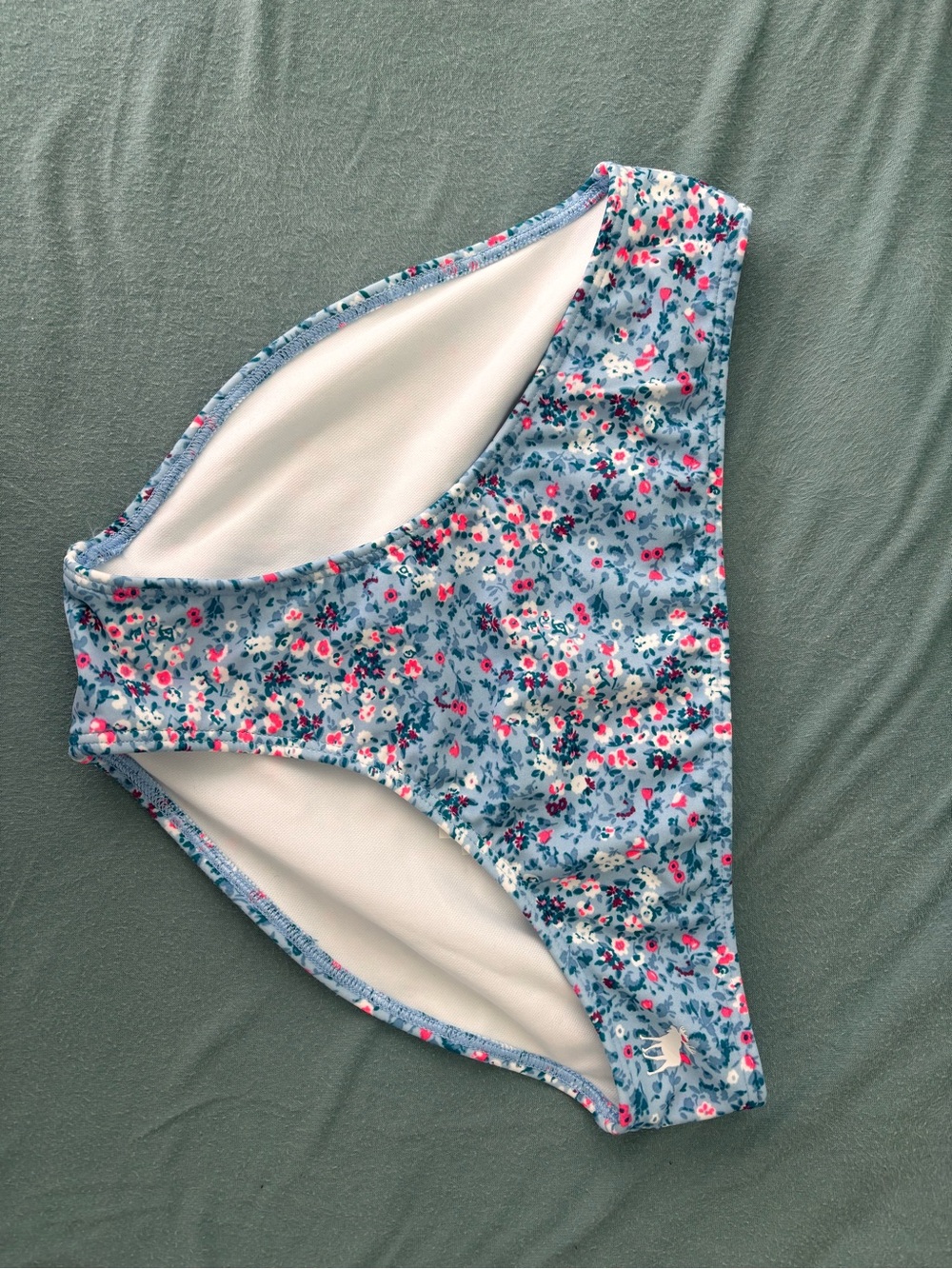 Abercrombie Kids Blue Ditsy Floral Bikini Bottom Moose Logo Swim Brief 15/16